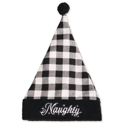 Checkered Fabric Naughty Santa Hat