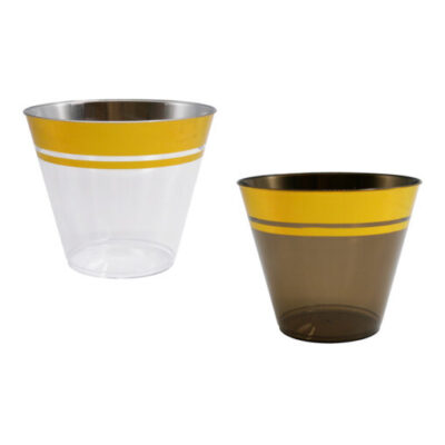 9oz Plastic Tumblers with Gold Rim