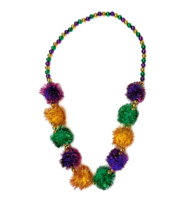 Mixed Tinsel Ball Round Strung Bead Necklace Mardi Gras