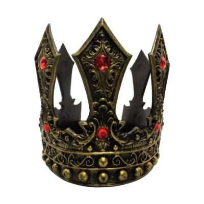 King's Bronze Foam Crown with Red Jewel Accents and Adjustable Closure