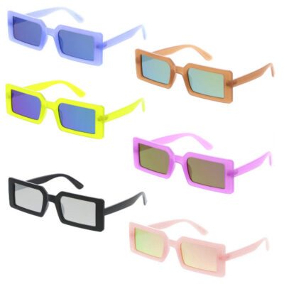 Rectangular Mirror Lens Color Frame Sunglasses