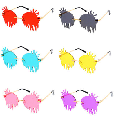 Rimless Splatter Dripping Lens Sunglasses