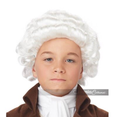 Child Colonial White Wig Historical 18th Century Costume