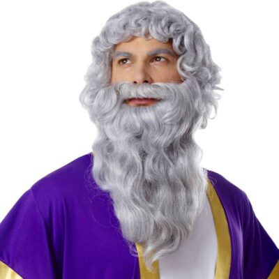 Deluxe Biblical Wig and Beard Set Gray Moses Prophet Costume