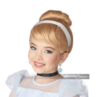 Child Blonde Cinderella Wig Princess Bun Costume Wig with Headband