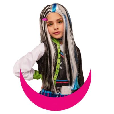 Licensed Monster High Frankie Stein Wig with Hair Clip for Girls