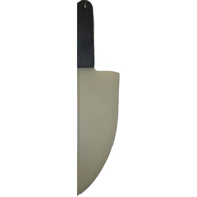 19-inch glow-in-the-dark plastic costume knife with a wide glowing blade and black handle for Halloween costumes and haunted houses.
