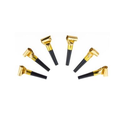 Pack of 6 Metallic Gold Vinyl Blowouts Party Noise Makers