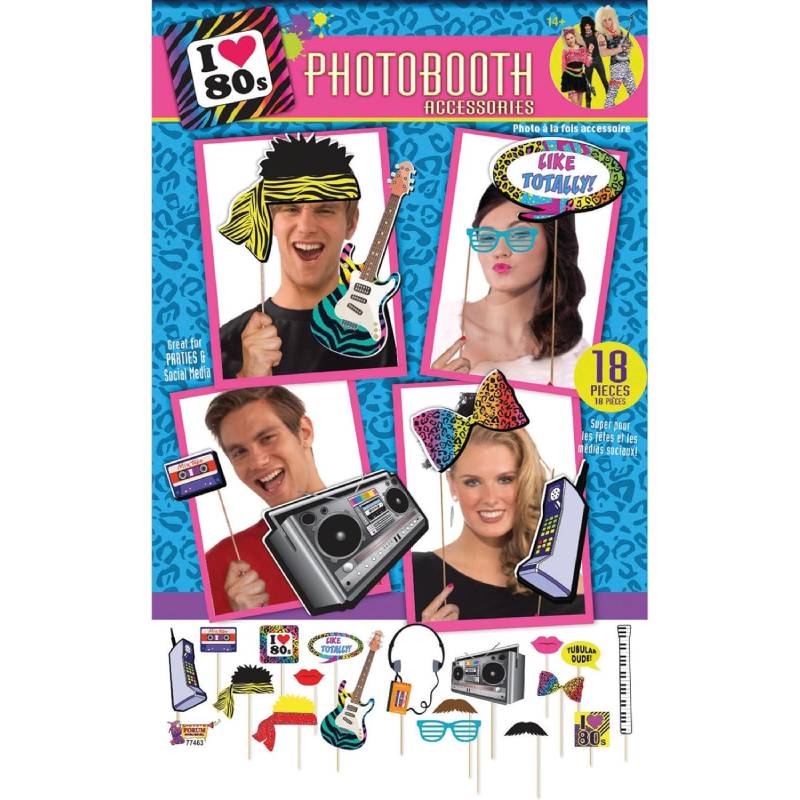 18 Piece 80's Party Photo Accessories Set