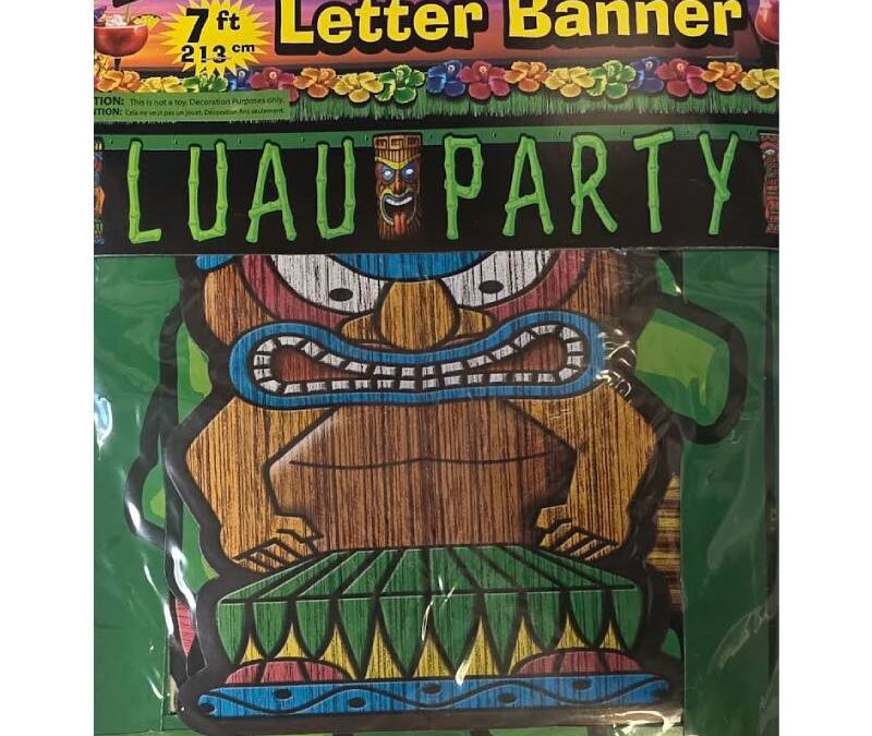 7-Foot Luau Party Jointed Letter Banner – Hawaiian Tiki Party Decoration