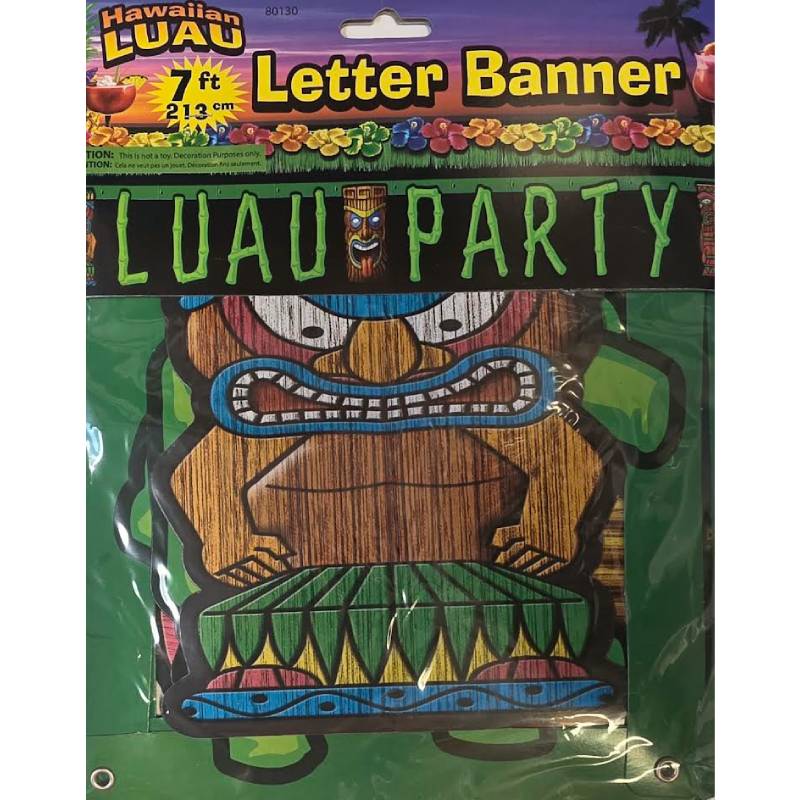 7-Foot Luau Party Jointed Letter Banner with Colorful Tiki Design