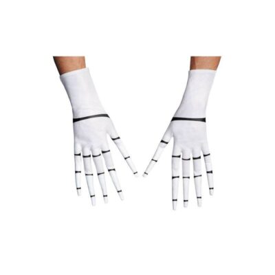 The Nightmare Before Christmas Jack Skellington Costume Gloves in white with black skeletal lines across the fingers, hands, and wrists.