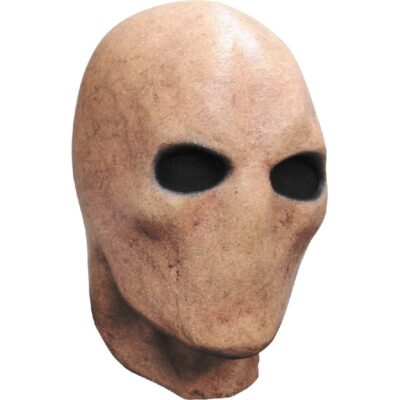 Ghoulish Creepy Pasta Silent Stalker premium latex mask featuring a smooth expressionless face with black hollow eyes for Halloween, haunted houses, and horror cosplay.