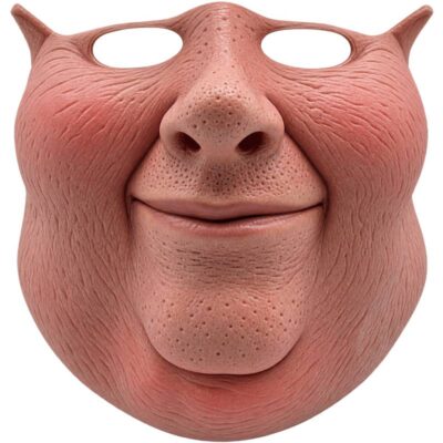 Create an outrageous comedy character with an oversized latex half-face mask featuring exaggerated cheeks, large nose, sculpted chin, and realistic skin texture. ✨ Features Oversized novelty face design Flexible latex construction Half-face costume mask Open eye areas Exaggerated large nose Oversized cheeks and chin Wrinkle and pore detailing Stubble-style facial texture Highly visible comedy effect Great for Halloween and prank costumes Ideal for theater and photo booths Reusable novelty accessory