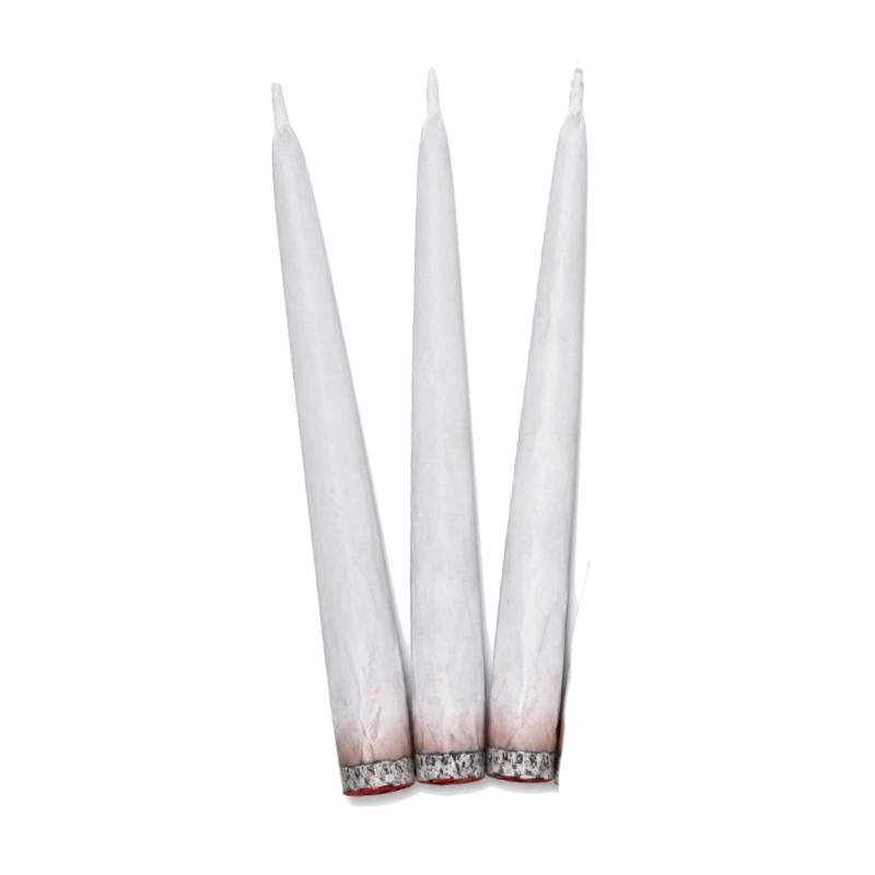 Costume Flower Power Happy Smokes three-piece novelty prop set featuring long white rolled-paper-style accessories with darker tips.