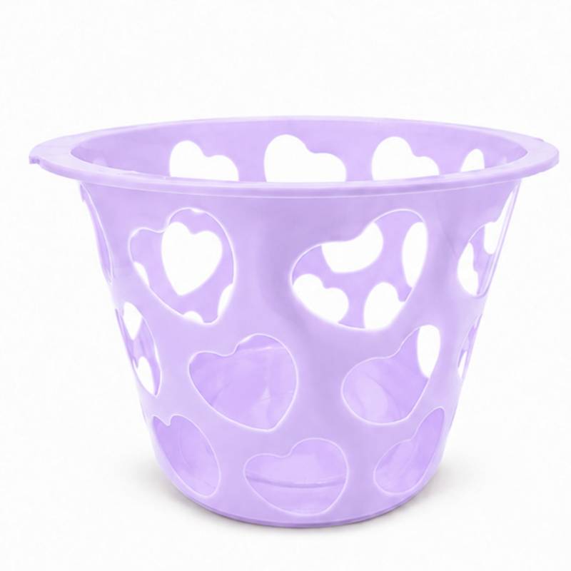 12" x 7" Round Plastic Hearts Cutout Basket (Violet)