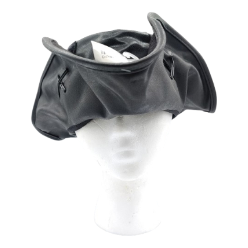 Black Imitation Leather Tri-Corne Hat