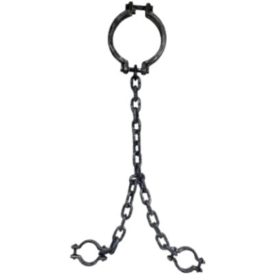 48-Inch Costume Plastic Neck Chain with black neck shackle, center chain, and two wrist-style shackles.