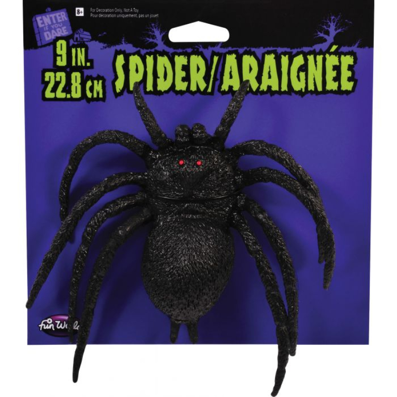 9" Squishy Rubber Tarantula Spider (Black in Pack)