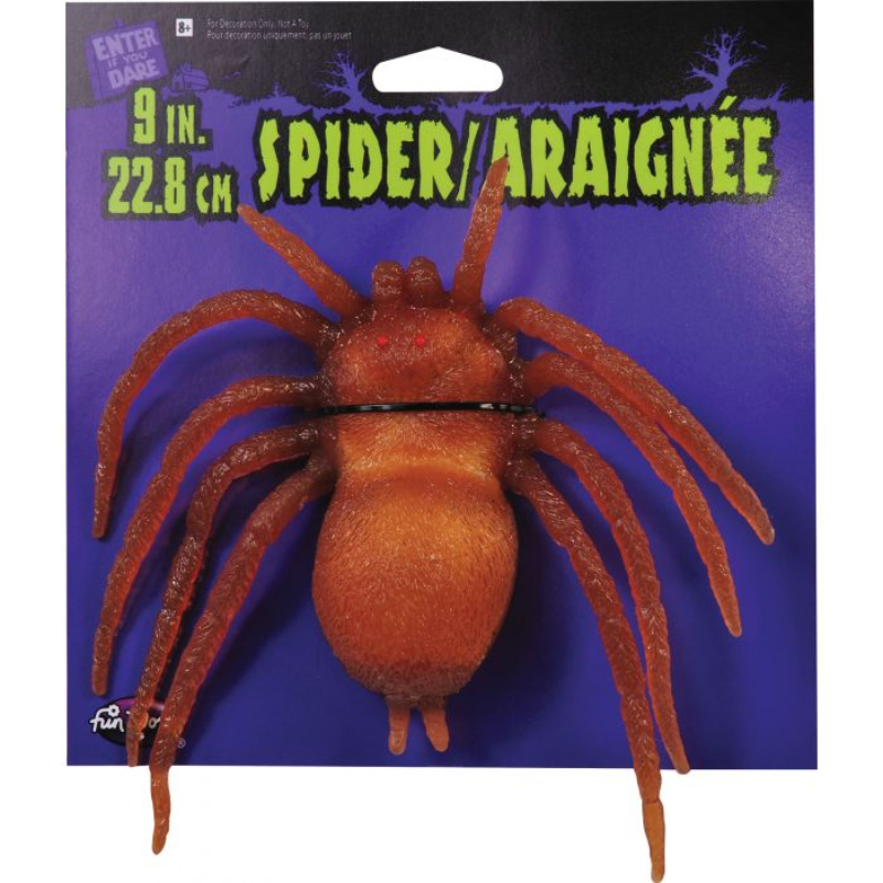 9" Squishy Rubber Tarantula Spider (Brown in Pack)
