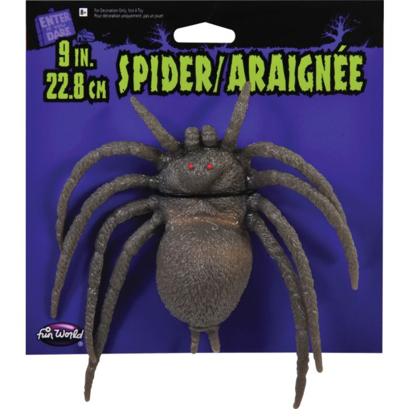 9" Squishy Rubber Tarantula Spider (Grey in Pack)