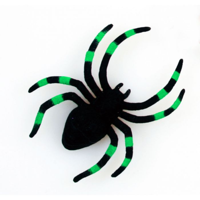 4" x 5" Flocked Plastic Terrible Tarantula Spiders (Green)