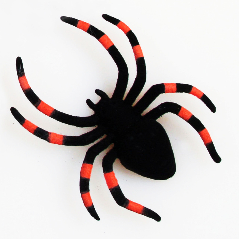 4" x 5" Flocked Plastic Terrible Tarantula Spiders (Orange)