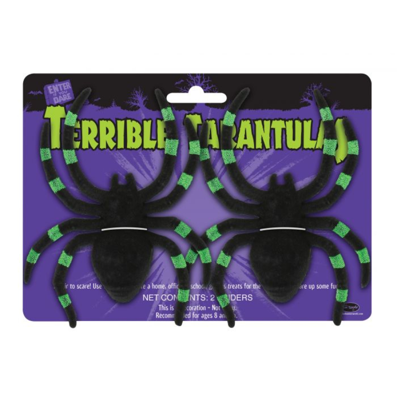 4" x 5" Flocked Plastic Terrible Tarantula Spiders (Packed)