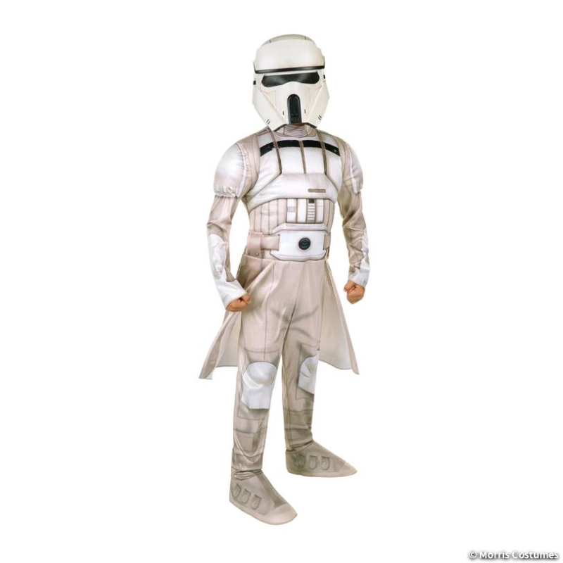 Licensed Star Wars Snowtrooper Child Costume featuring white armor-inspired printed details and coordinating Snowtrooper character mask.