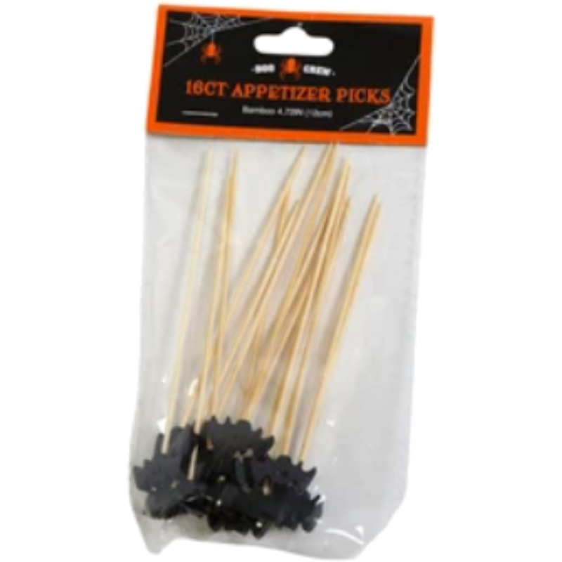 Wooden Halloween Figures Appetizer Picks (Bat)