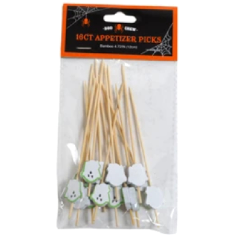 Wooden Halloween Figures Appetizer Picks (Ghost)