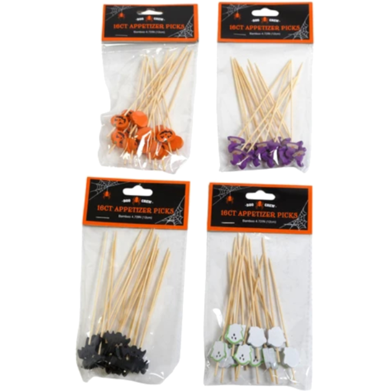 Wooden Halloween Figures Appetizer Picks (Pack group 2)