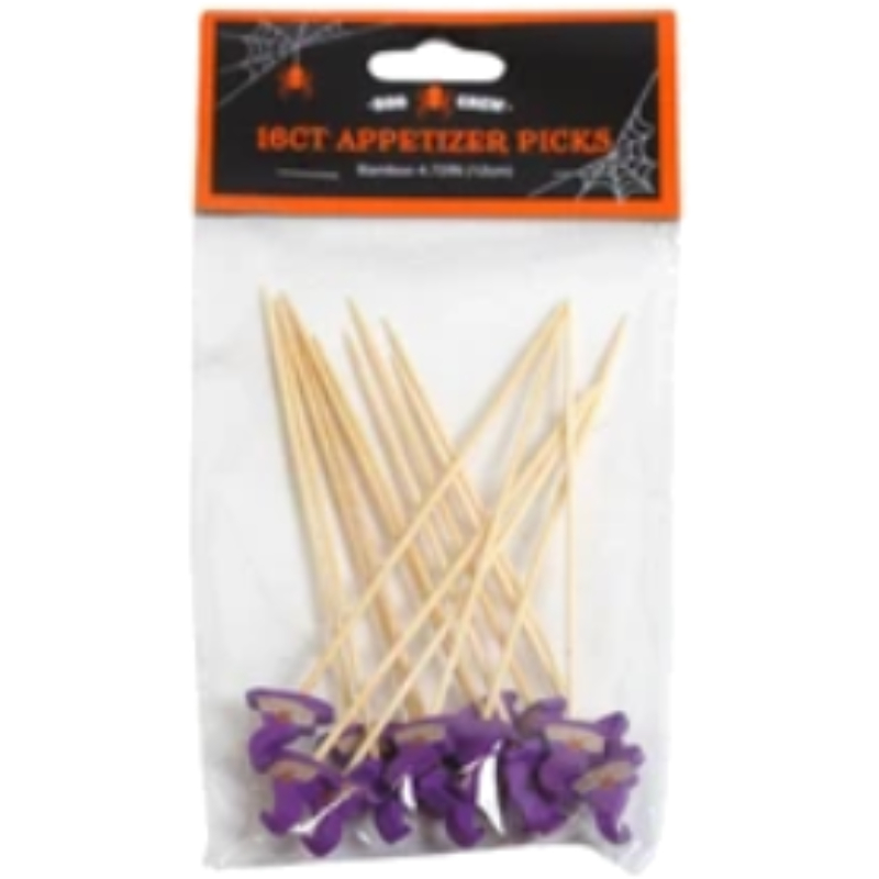 Wooden Halloween Figures Appetizer Picks (Witch)
