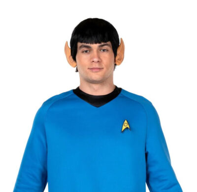 Licensed Star Trek Spock Wig in black with short smooth styling and straight fringe for a classic Vulcan costume look.